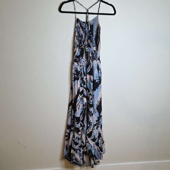 Free People Black and Blue Floral Maxi Dress HEAT WAVE FOLIAGE - SZ M - Picture 7 of 7